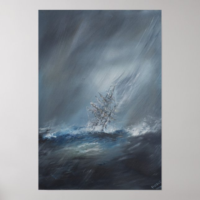 Póster HMS Beagle na tempestade ao largo do Cabo Horn 24  (Frente)