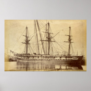 Póster HMS Scylla - navio de guerra real do século XIX d