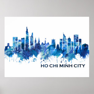Poster Ho Chi Minh Cidade Vietnam Skyline Blue