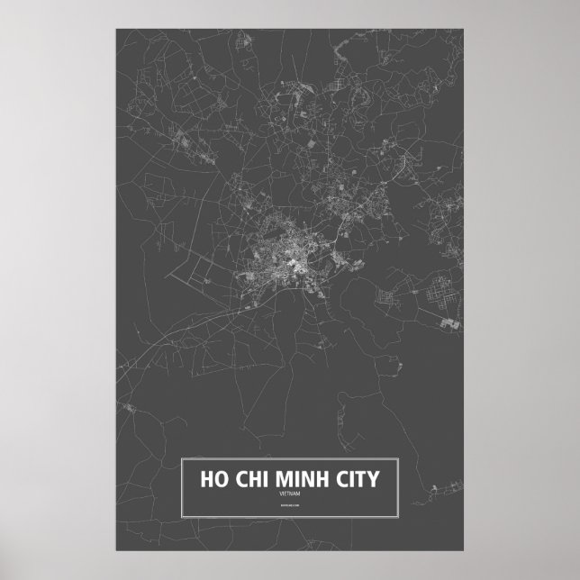 Póster Ho Chi Minh City, Vietnã (branco a preto) (Frente)