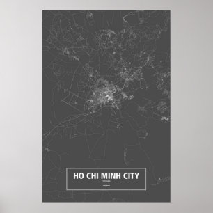 Póster Ho Chi Minh City, Vietnam (branco no preto)