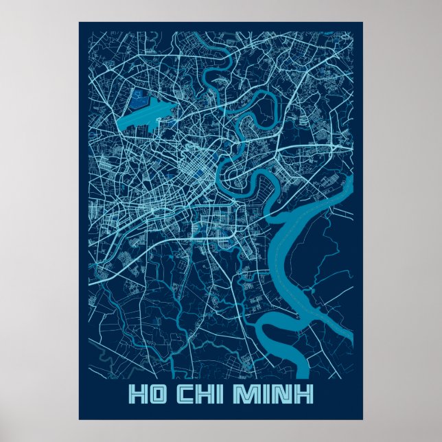 Poster Ho Chi Minh - Mapa da Cidade da Paz do Vietnã (Frente)