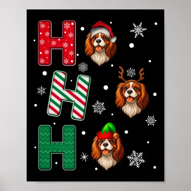 Poster Ho Ho Cavalier King Charles Spaniel Papais noeis E (Frente)
