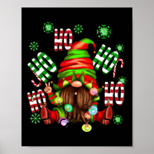 Poster Ho Ho Elf Gnomo Crianças de Natal Meninas Xmas