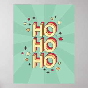 Poster Ho ho ho natal texto sazonal e estrelas