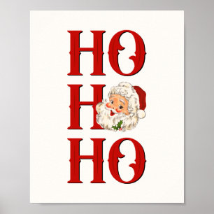 Poster Ho Ho Ho Vintage Papai noel Natal