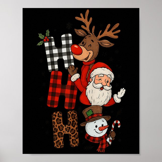 Poster Ho Ho HOO Natal Pajama Para Crianças Mulheres Xmas (Frente)
