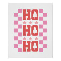 Ho Ho Retro Red Pink Tipografia de Natal