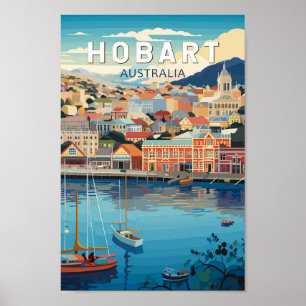 Poster Hobart Austrália Viagem Art Vintage