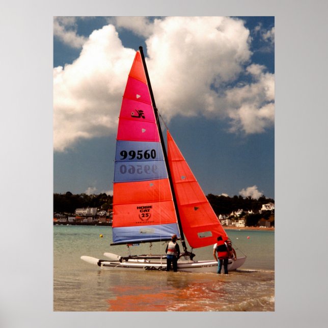 Póster Hobie catamaran pronto para velejar (Frente)