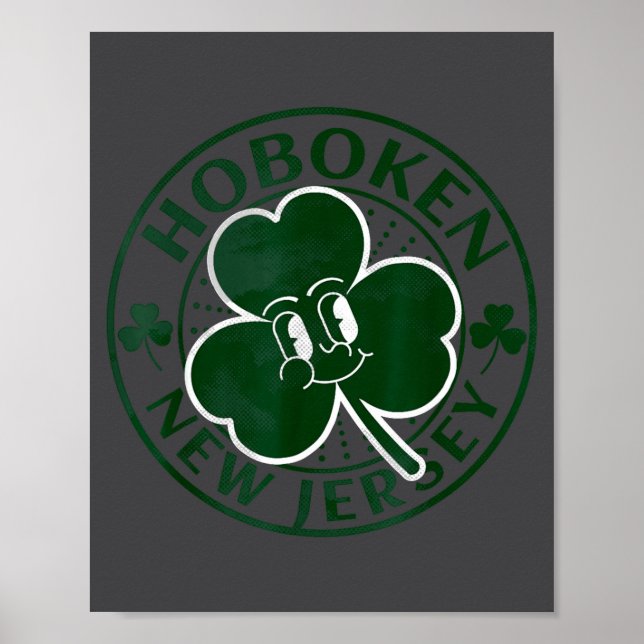 Poster Hoboken New Jersey Irish Shamrock Nj Retro Souveni (Frente)