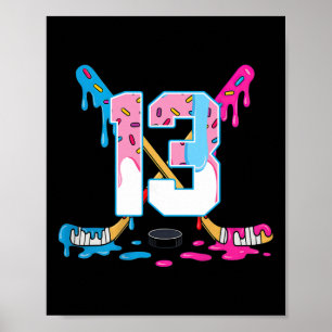 Poster Hockey 13 Anos Sorvete Gotejamento 13º Aniversário