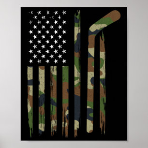Poster Hockey American Flag Camo US Patriotic Hockey Pla