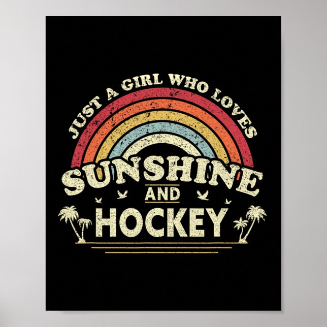 Poster Hockey. Apenas Uma Menina Que Ama Sol E Hóquei (Frente)