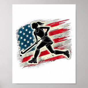 Poster Hockey Feminino Dos EUA Menina Estados Unidos Da A