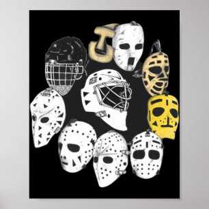 Poster Hockey Goalie Mask Evolution Heritage Vintage Mode