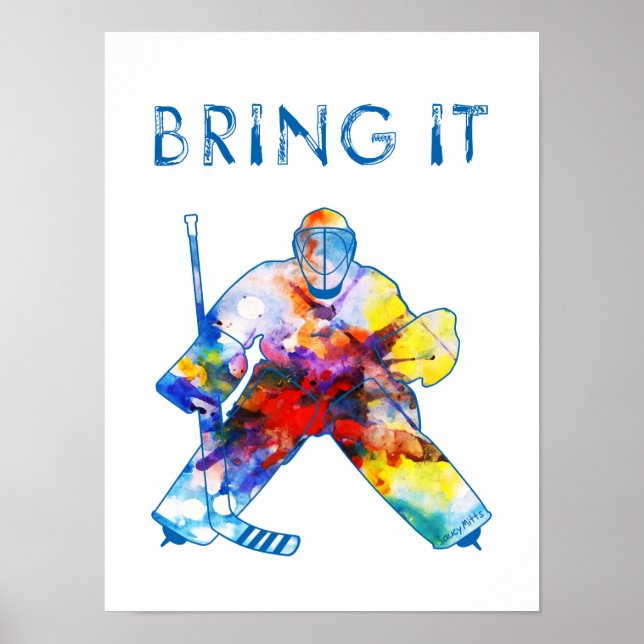 Poster Hockey Goalie Watercolor (Frente)