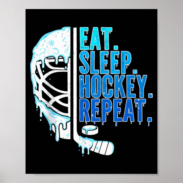 Poster Hockey Ice Cream Drip Eat Sleep Hockey Repeat Boys (Frente)