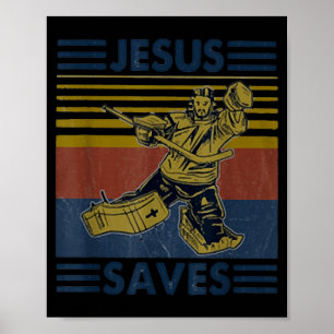 Poster Hockey Jesus Salva Futebol Americano Engraçado A C