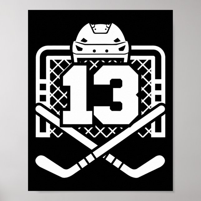Poster Hockey Number 13 Jersey Funny Hockey Player Game D (Frente)