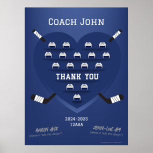 Poster Hockey Obrigado Gerente de Treinador - assinatura