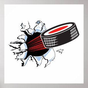 Póster hockey puck ripping through