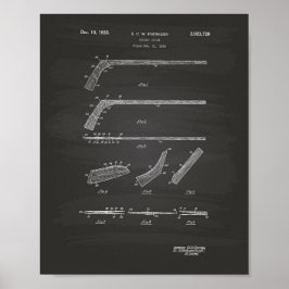 Póster Hockey Stick 1935 Patent Art - Chalkboard