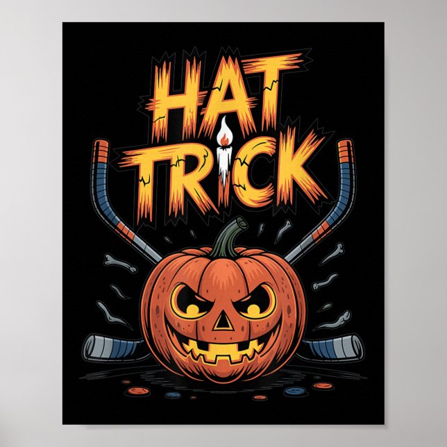 Poster Hockey Trick Halloween Soky Pumpkin Ice Hockey Hal (Frente)