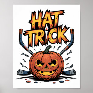 Poster Hockey Truque Halloween Assustador Abóbora Hóquei 
