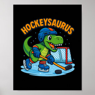 Poster Hockeysaurus Dinossauro Engraçado de Hóquei no Gel