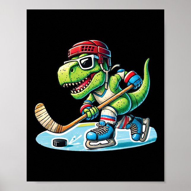 Poster Hockeysaurus Dinossauro Hóquei no Gelo Trex Menino (Frente)
