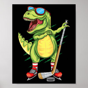 Poster Hockeysaurus Dinossauro Hóquei no Gelo Trex Menino