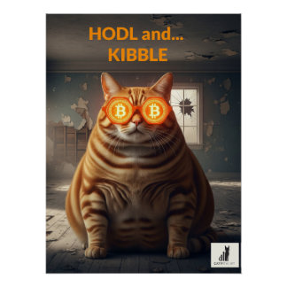 Póster HODL & Kibble: Gato de Barão-Barão