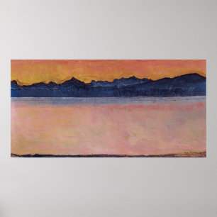 Poster Hodler - Lago de Genebra, Mont Blanc, Manhã 1918