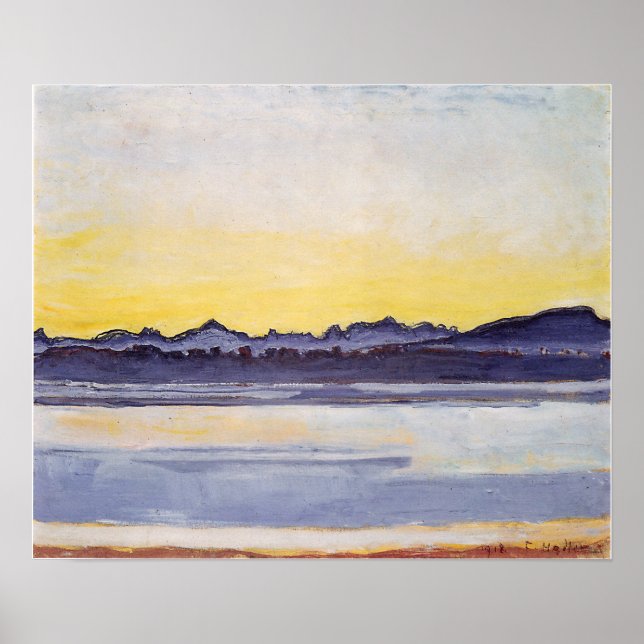 Poster Hodler - Lago Genebra Com Mont Blanc Antes De Sunr (Frente)