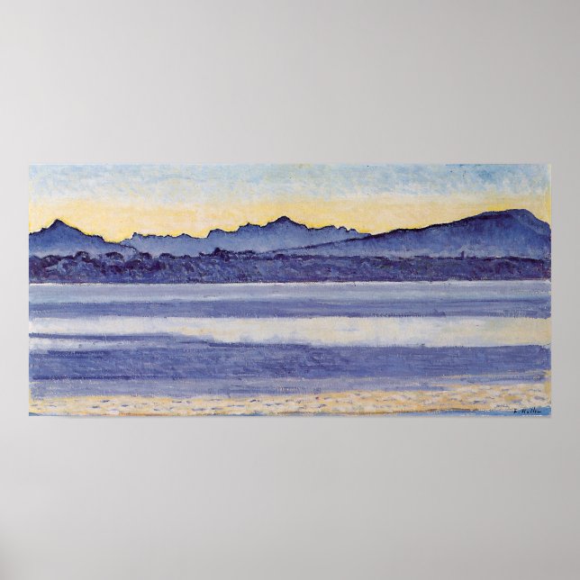 Poster Hodler - Lago Genebra Com Mont Blanc Na Manhã L... (Frente)