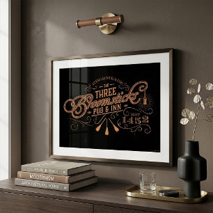 Poster HOGSMEADE™ O TRÊS CABOS DE VASSOURA™ Pub & Hospeda