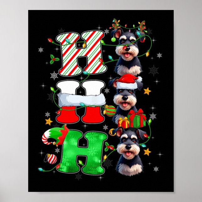 Poster Hohoho Schnauzer Papais noeis Elf Hat Reindeer Cri (Frente)