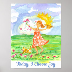 Poster Hoje Escolho Joy Happy Girl Palavras Positivas