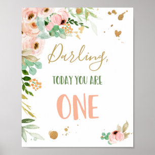 Poster Hoje Você É Uma Menina Floral Primeiro Sinal De An