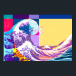 Póster Hokusai Conhece Fibonacci, Estilo de Arte Pop<br><div class="desc">Outra versão da série "Hokusai encontra Fibonacci." Espiral Fibonacci sobreposta à "Onda Excelente" de Hokusai. Executado no estilo pop. Sequência fibroônica,  ouro fascinante artistas e cientistas por séculos.</div>