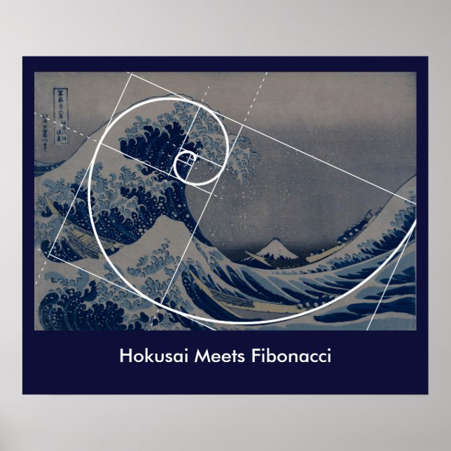 Póster Hokusai Conhece Fibonacci, Rácio De Ouros (Frente)