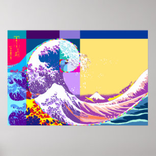 Póster Hokusai encontra Fibonacci, estilo do pop art