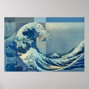 Póster Hokusai encontra Fibonacci, relação dourada