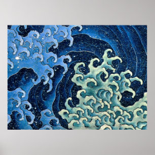 Poster Hokusai Feminine Wave Japão Vintage Ocean