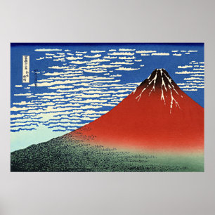 Poster Hokusai - Fuji, Montanhas em Tempo Claro,