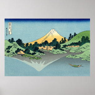 Poster Hokusai Monte Fuji reflete no lago Kawaguchi