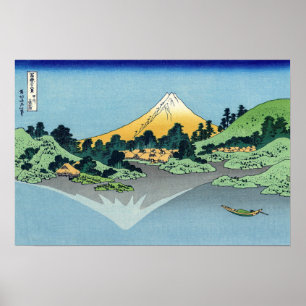 Poster Hokusai - O Monte Fuji Reflete no lago Kawaguchi