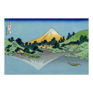 Póster Hokusai - O Monte Fuji Reflete no lago Kawaguchi