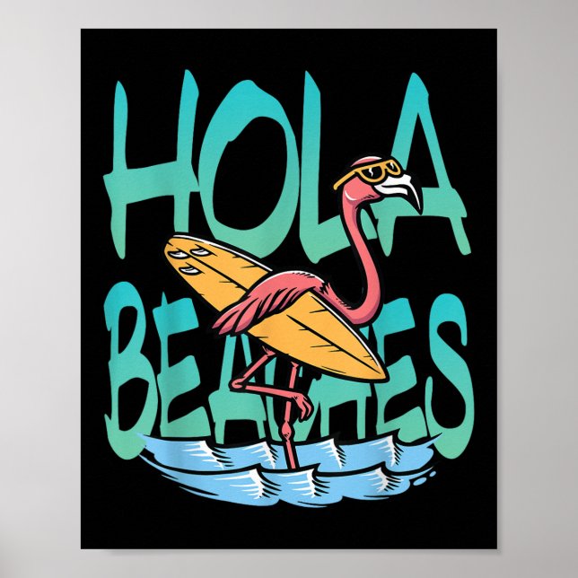 Poster Hola Beaches Surfer Voador No Oceano Praia Wav (Frente)